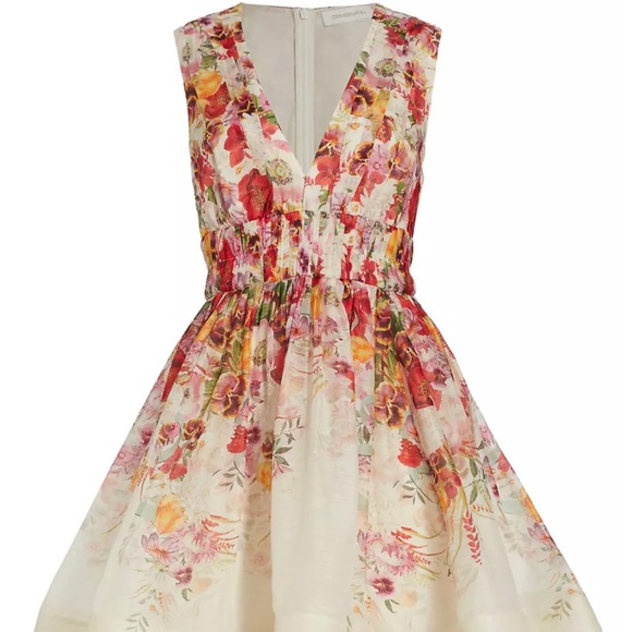 ZIMMERMANN Wonderland Mini Dress Floral Poppy Print V-Neck - Picture 6 of 11